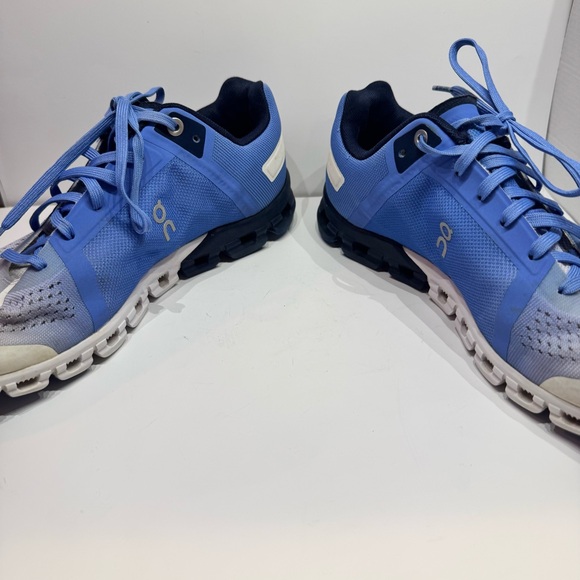On Women’s Cloudflow, Blue/White Running Shoe - Picture 3 of 7